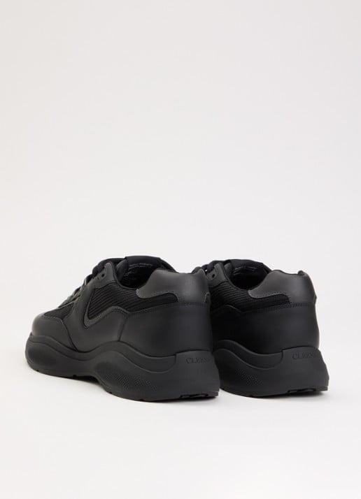 Cleens Podium sneaker van leer met details van mesh - achterkant 5 zwart
