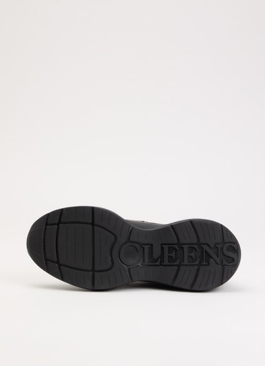 Cleens Podium sneaker van leer met details van mesh - detail 3 zwart