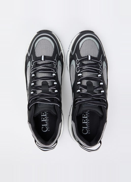 Cleens Pulse Runner sneaker met leren details - detail 3 antraciet