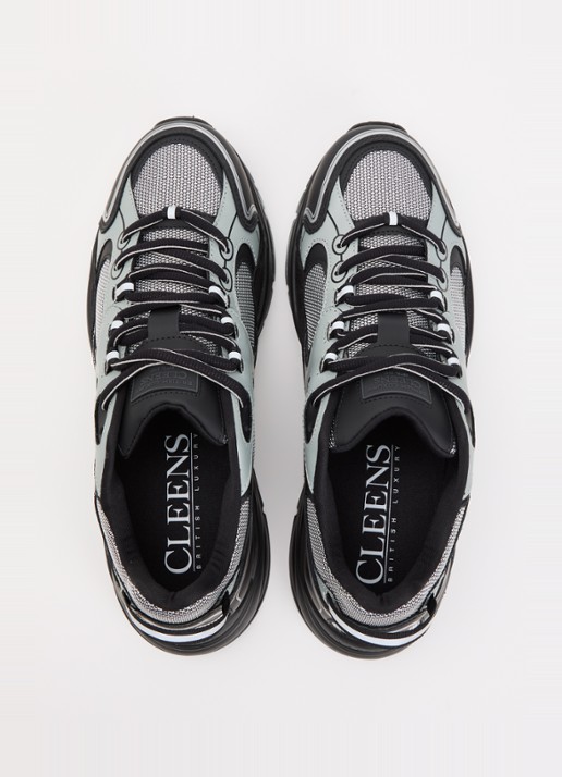 Cleens Pulse Runner sneaker met leren details - detail 3 zwart