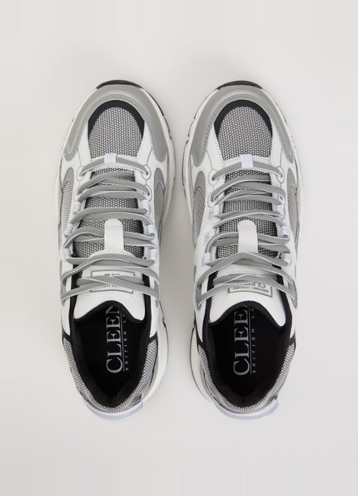 Cleens Pulse Runner sneaker van mesh met leren details - detail 3 grijs