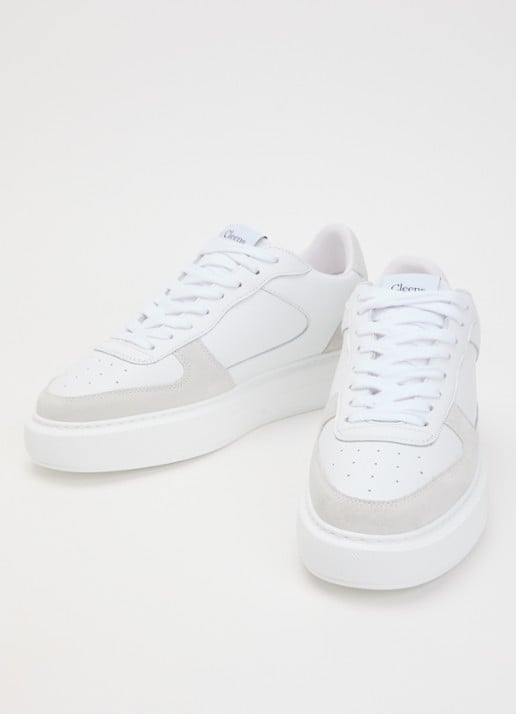 Cleens Sneaker van leer met suède details - detail 3 wit