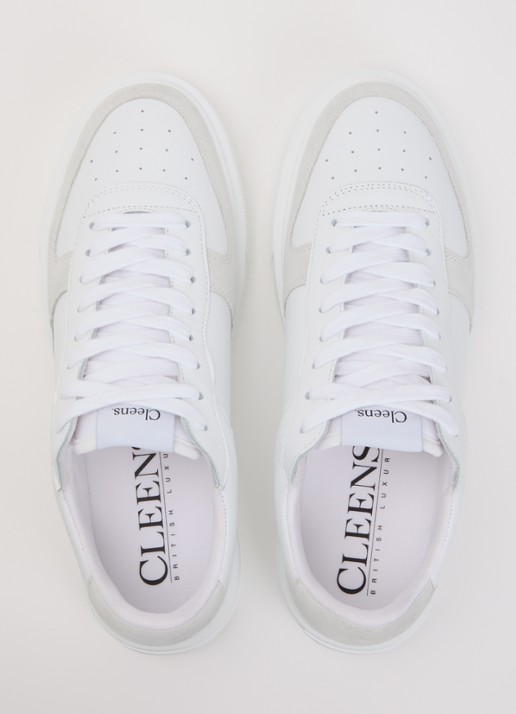 Cleens Sneaker van leer met suède details - detail 4 wit