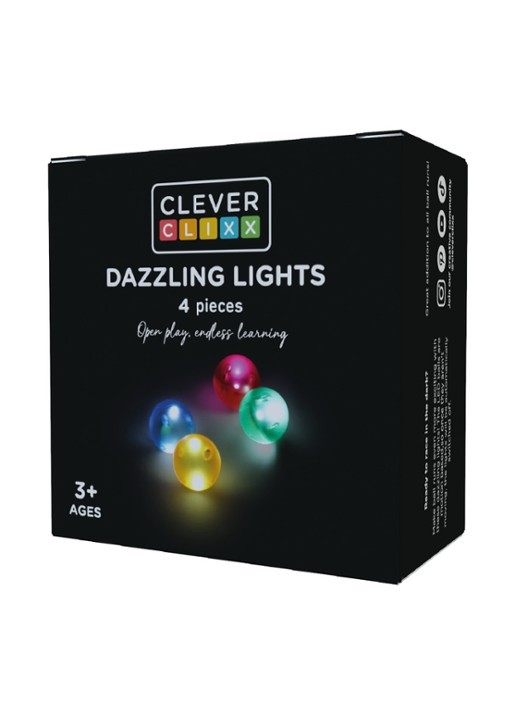 Cleverclixx Lichtgevende ballen Ball run Dazzling Lights 4 Stuks - voorkant multicolor
