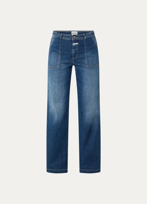 CLOSED Aria high waist wide leg jeans met steekzakken - voorkant indigo