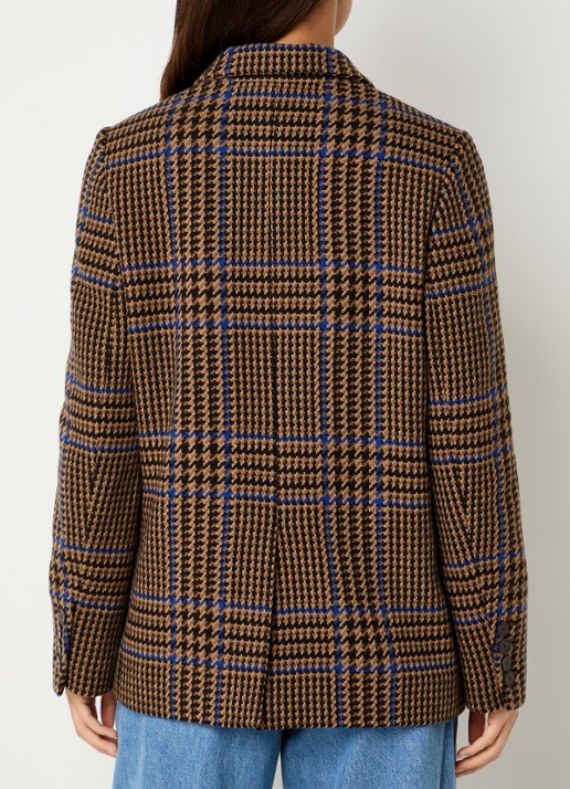 CLOSED Blazer in wolblend met pied-de-poule dessin - achterkant hazelnootbruin