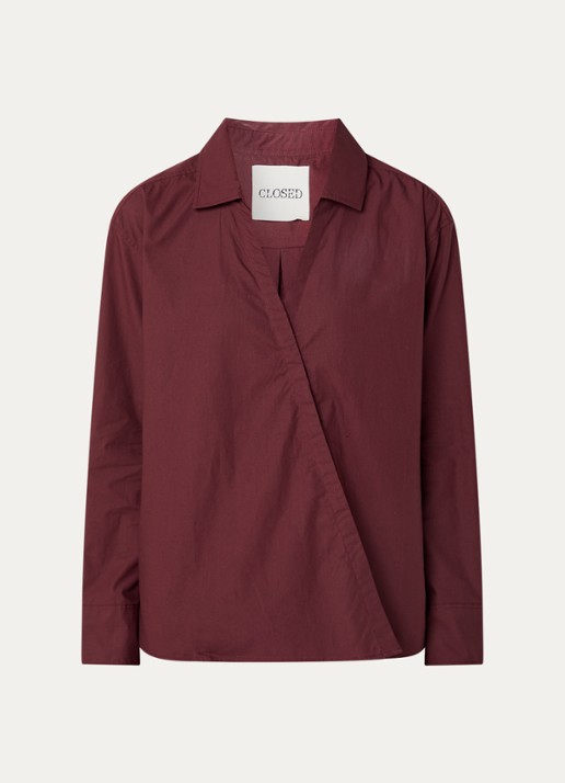 CLOSED Blouse met asymmetrische zoom - voorkant bordeauxrood