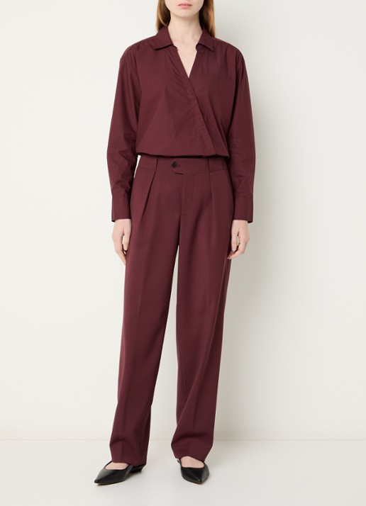 CLOSED Blouse met asymmetrische zoom - voorkant 2 bordeauxrood