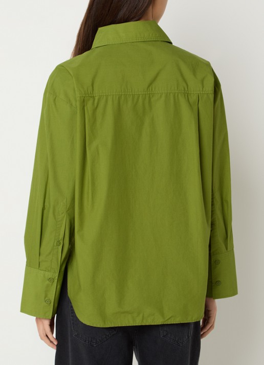 CLOSED Blouse met borstzakken en strikkraag - achterkant 4 groen