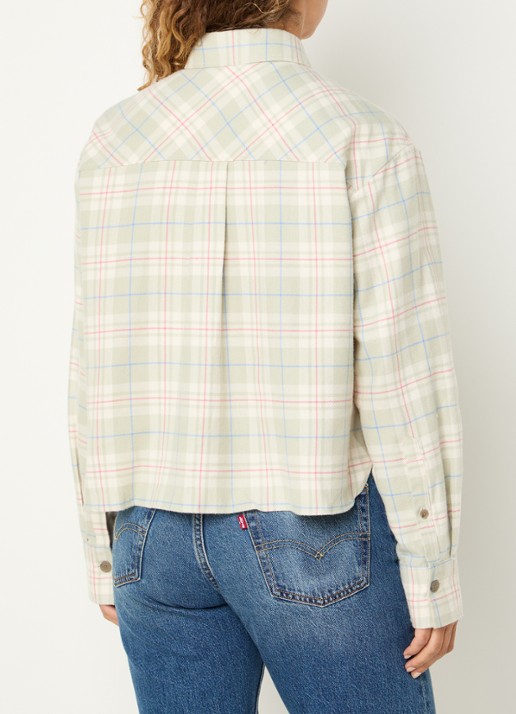 CLOSED Blouse met ruitdessin - achterkant 3 lichtgroen