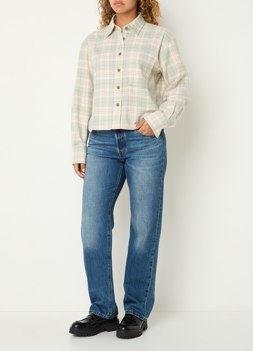 CLOSED Blouse met ruitdessin - voorkant 2 lichtgroen