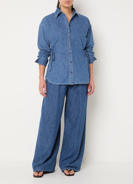 CLOSED Blouse van denim met ceintuur - voorkant 3 indigo