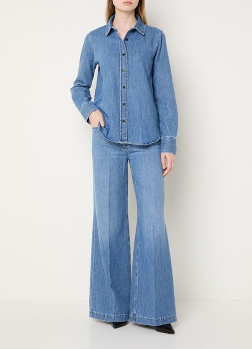CLOSED Blouse van denim - voorkant 4 blauw