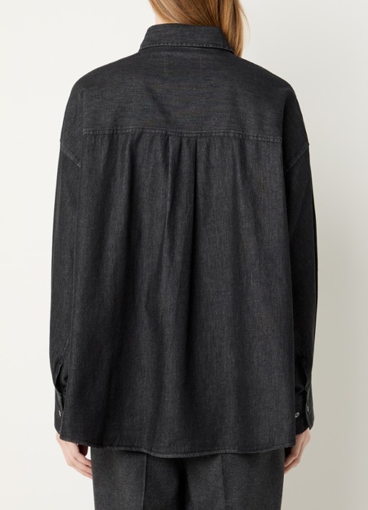 CLOSED Cape blouse van chambray - achterkant 3 antraciet