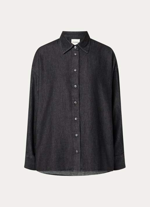 CLOSED Cape blouse van chambray - voorkant antraciet