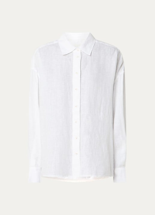 CLOSED Cape blouse van linnen met borstzak - voorkant 2 wit