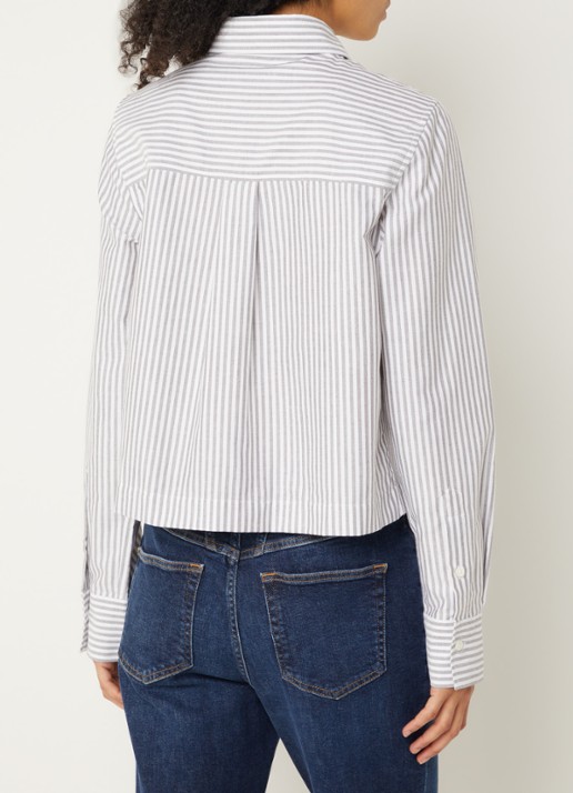 CLOSED Cropped blouse met streepprint - achterkant bruin