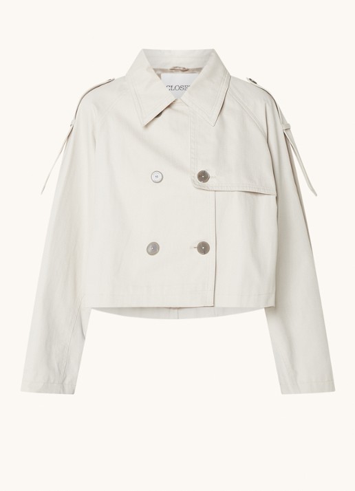 CLOSED Cropped double-breasted  trenchcoat met plooidetail - voorkant gebroken wit