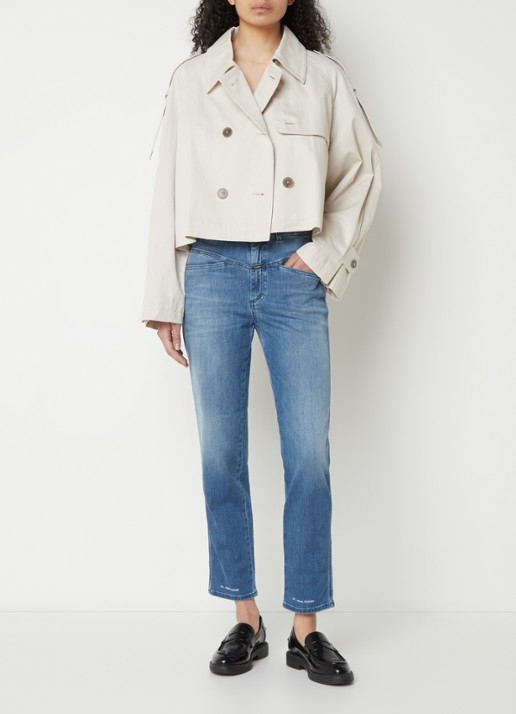 CLOSED Cropped double-breasted  trenchcoat met plooidetail - voorkant 2 gebroken wit