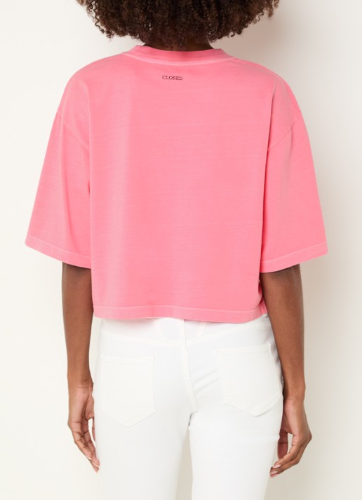 CLOSED Cropped T-shirt met print - achterkant roze