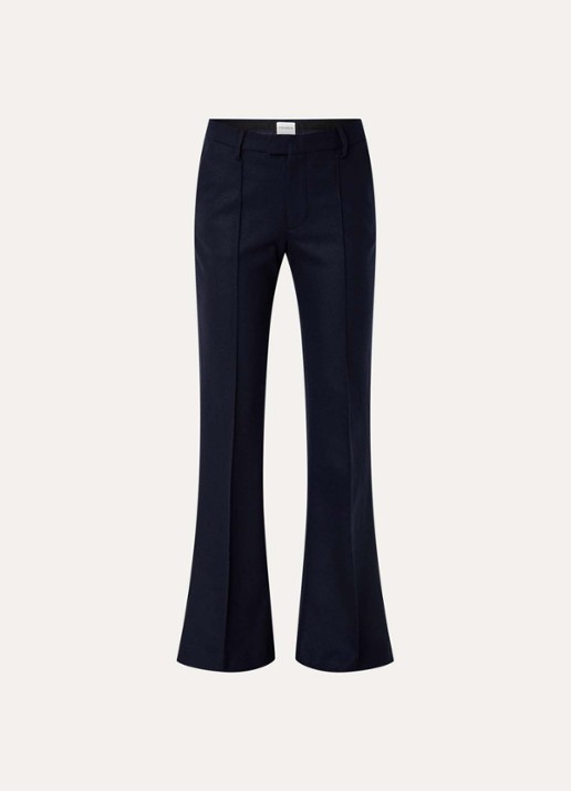 CLOSED Denair mid waist flared fit pantalon van wol met persplooi - voorkant donkerblauw