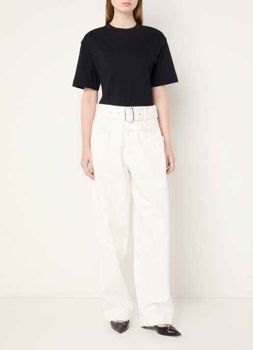 CLOSED Deni-X high waist loose fit jeans met ceintuur - voorkant 2 ivoor