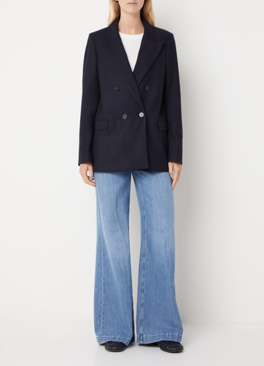 CLOSED Double-breasted blazer in wolblend - voorkant 4 donkerblauw