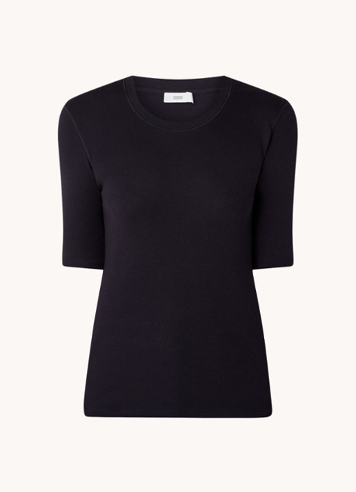 CLOSED Fijngebreid T-shirt van jersey - voorkant donkerblauw