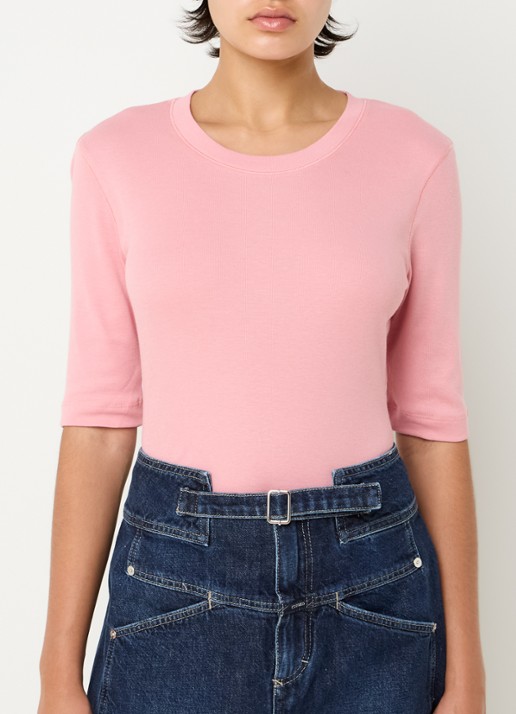 CLOSED Fijngebreid T-shirt van jersey - detail roze