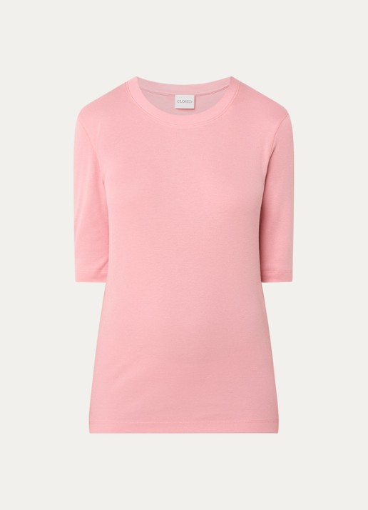 CLOSED Fijngebreid T-shirt van jersey - voorkant 3 roze
