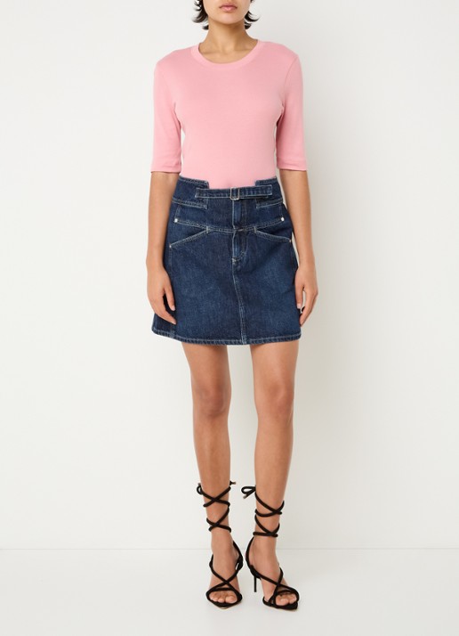 CLOSED Fijngebreid T-shirt van jersey - voorkant 4 roze