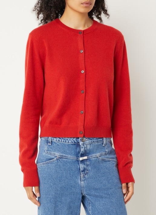 CLOSED Fijngebreide pullover in kasjmierblend - detail rood