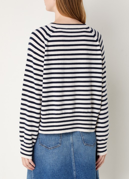 CLOSED Fijngebreide pullover van kasjmier met streepprint - achterkant 3 gebroken wit