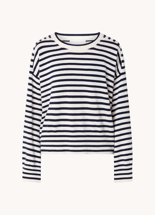 CLOSED Fijngebreide pullover van kasjmier met streepprint - voorkant 4 gebroken wit