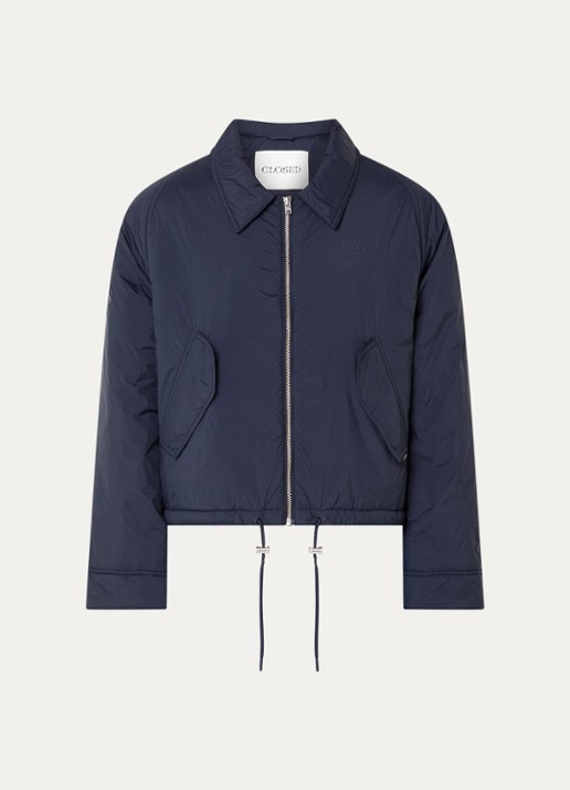 CLOSED Gewatteerd bomberjack met klepzakken en trekkoord - voorkant 2 donkerblauw