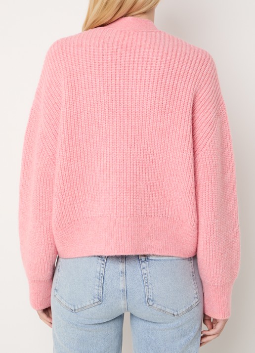 CLOSED Grofgebreid vest in alpaca wolblend - achterkant roze