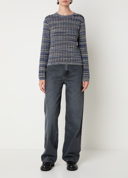 CLOSED Grofgebreide pullover met structuur - voorkant 3 zwart