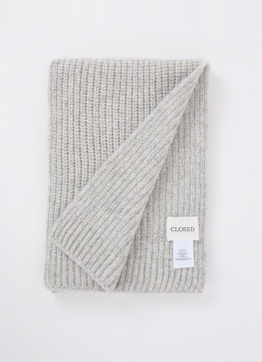 CLOSED Grofgebreide sjaal in alpaca wolblend 190 x 30 cm  - voorkant grijsmele