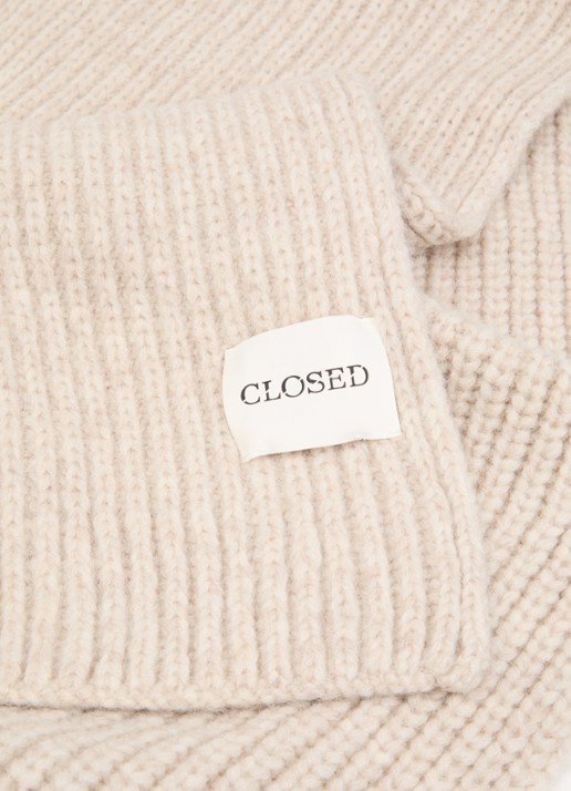 CLOSED Grofgebreide sjaal in alpaca wolblend 190 x 30 cm  - detail 3 beige