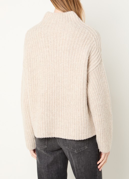 CLOSED Grofgebreide trui in alpaca wolblend met col - achterkant beige