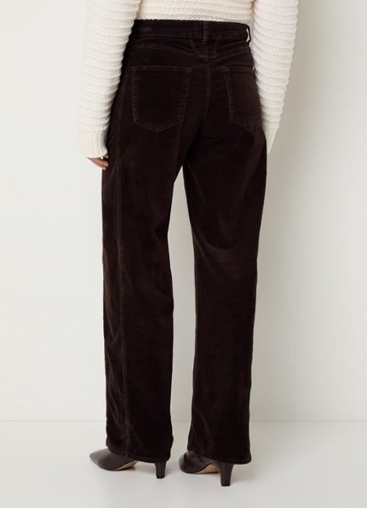 CLOSED High waist straight fit broek van corduroy met steekzakken - achterkant 2 aubergine