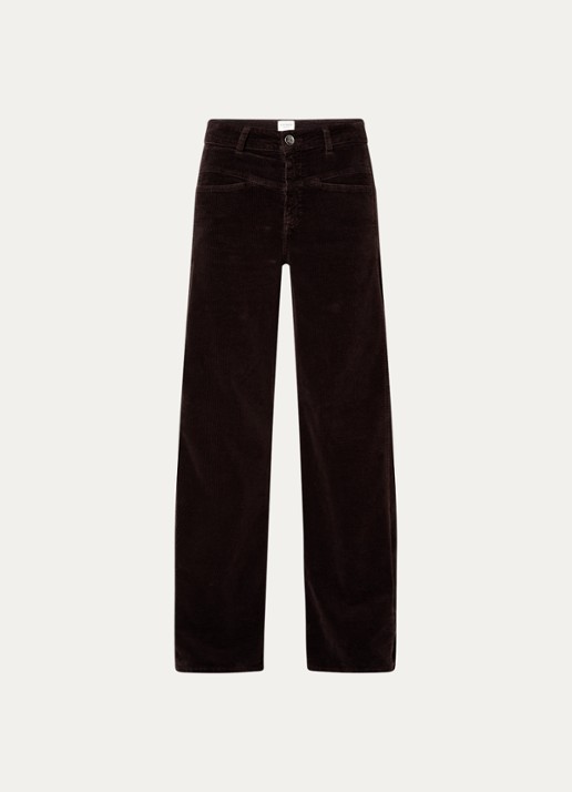 CLOSED High waist straight fit broek van corduroy met steekzakken - voorkant 3 aubergine