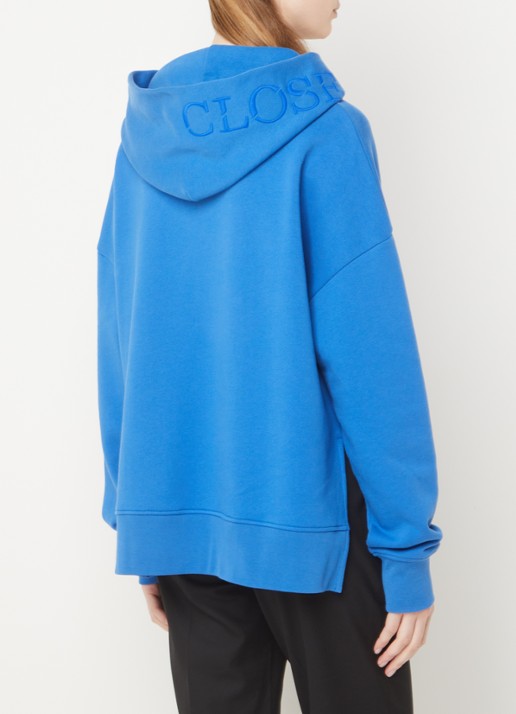 CLOSED Hoodie van  katoen met logoborduring - achterkant 3 blauw