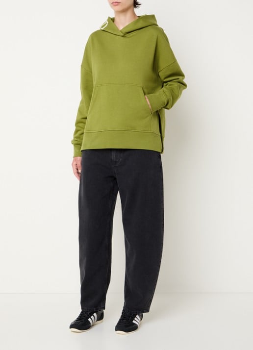 CLOSED Hoodie van  katoen met logoborduring - voorkant 4 groen