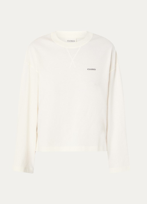 CLOSED Longsleeve met logo  - voorkant 2 creme