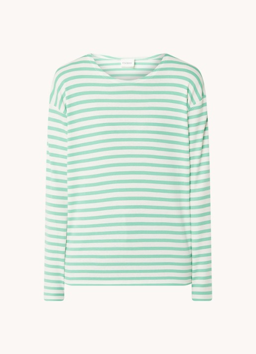 CLOSED Longsleeve met streepprint  - voorkant 3 groen