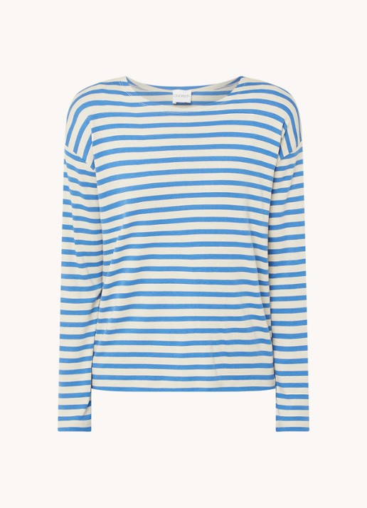 CLOSED Longsleeve met streepprint  - voorkant blauw