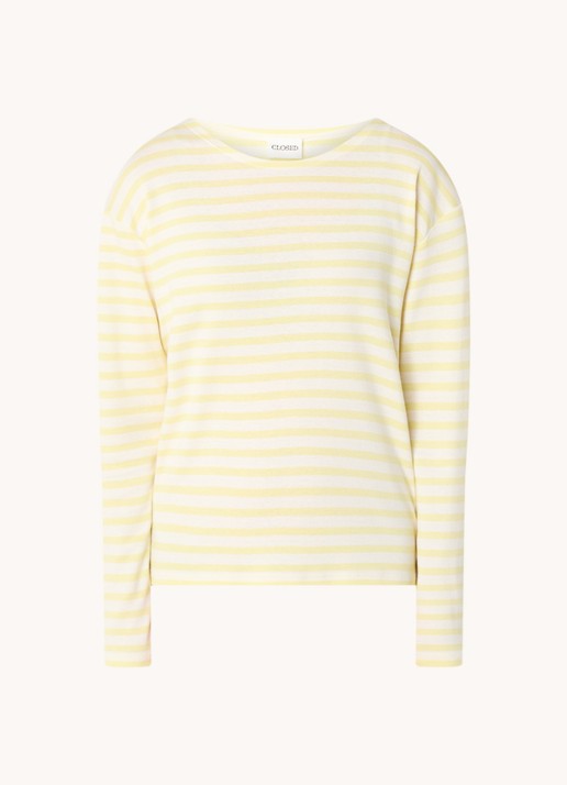 CLOSED Longsleeve met streepprint  - voorkant 4 lichtgeel