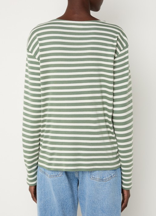 CLOSED Longsleeve met streepprint  - achterkant 2 lichtgroen
