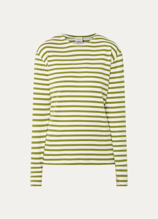 CLOSED Longsleeve met streepprint  - voorkant 5 groen
